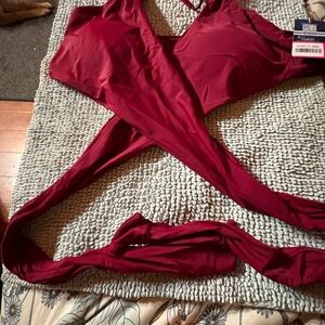 Women's Red Wrap Bodysuit - 2-Piece Intimates Set
